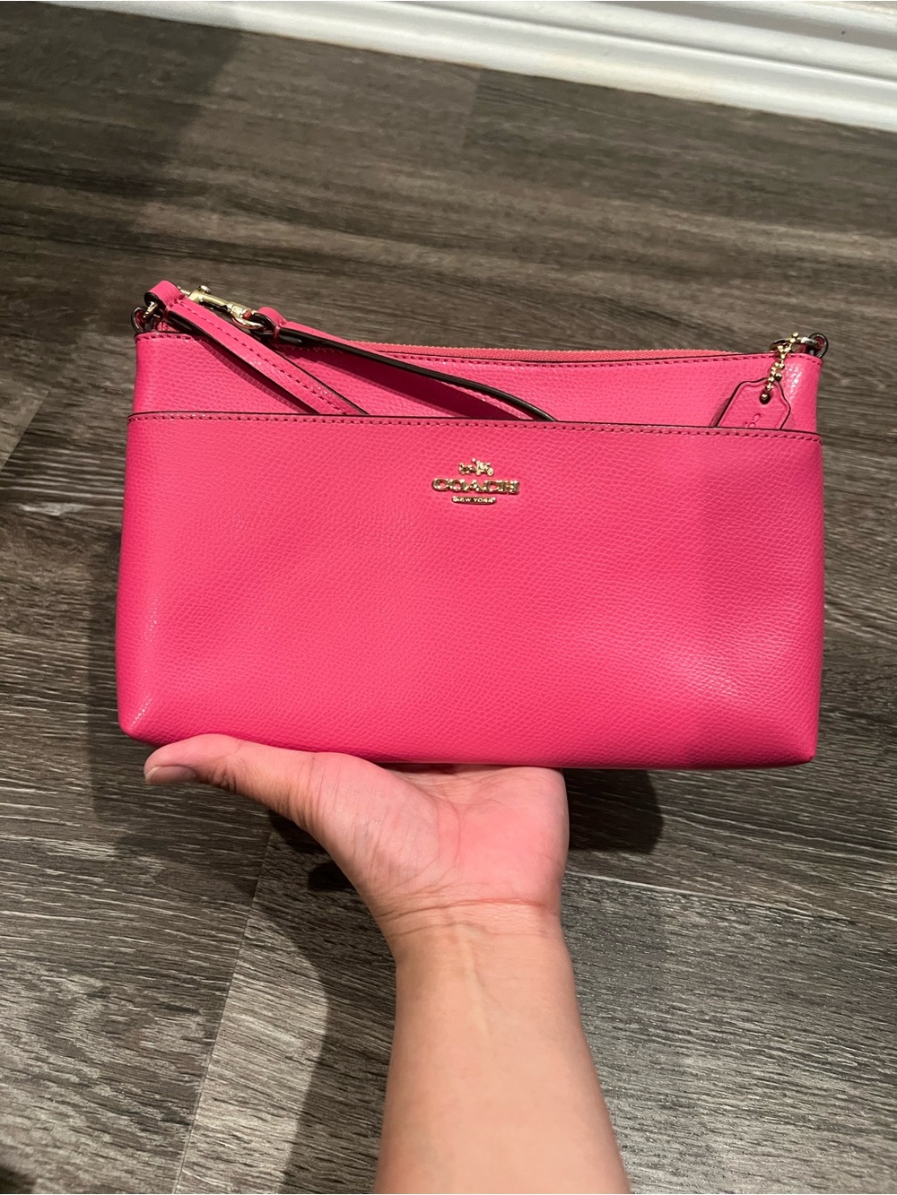 Coach F65805 Hot Pink Leather Wristlet Clutch with Gold Hardware - Picture 9 of 9